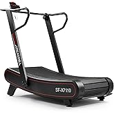 Sunny Health &amp; Fitness Smart Curved Treadmill Ergonomic and No Speed Limit | Commercial Grade, Adjustable Magnetic Assistance, Unlimited Speed, SunnyFit App Connectivity, 330LB Capacity
