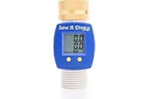 Save a Drop P3 Water Flow Meter with Heavy Duty Brass Swivel | Measure Gallon Usage from an Outdoor Garden Hose | Great for Campers | Helps Conserve Water