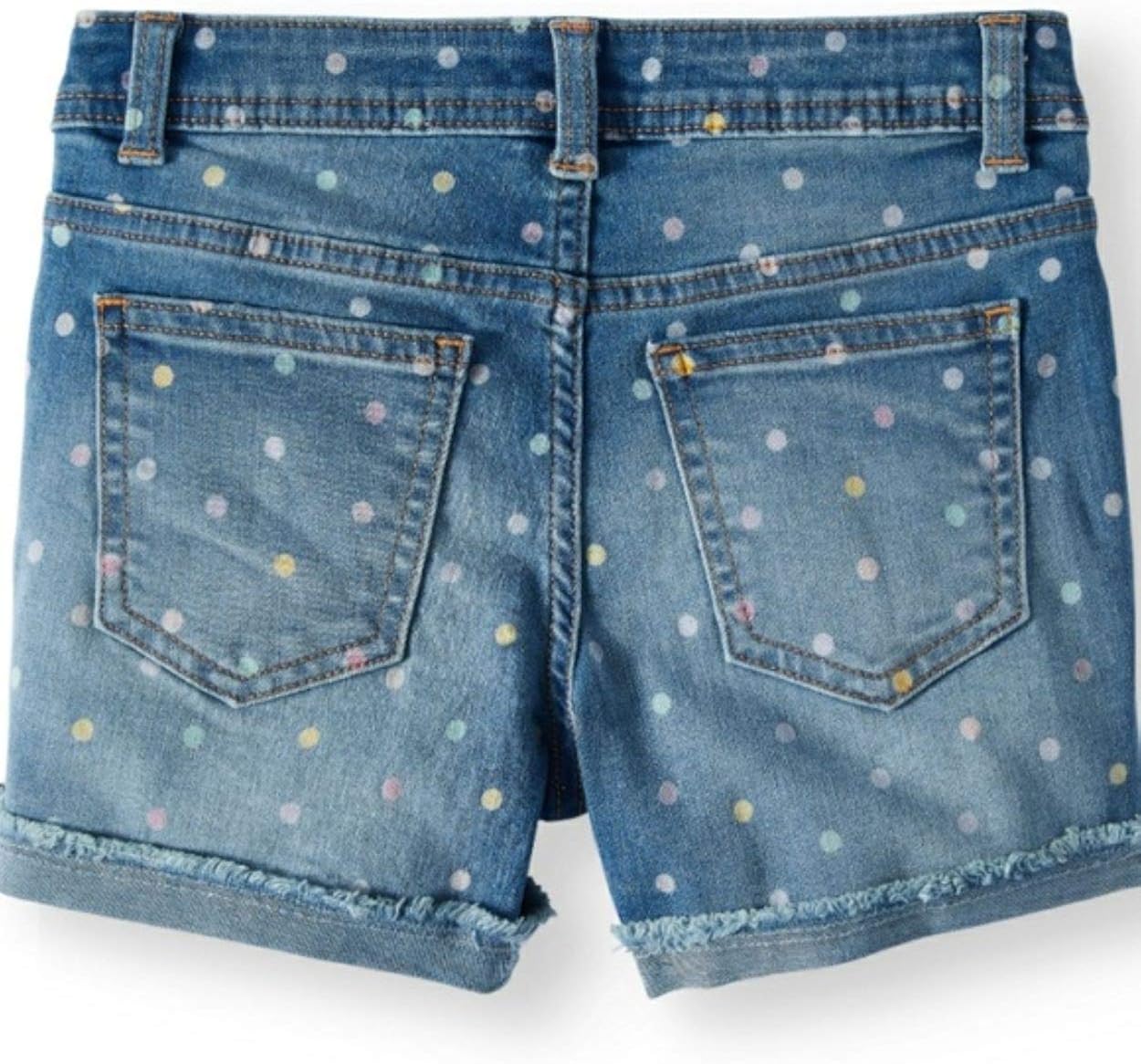 polka dot denim shorts