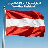 SHATCHI Austria Flag 5ft x 3ft Polyester with Brass Eyelets National Banner view 2
