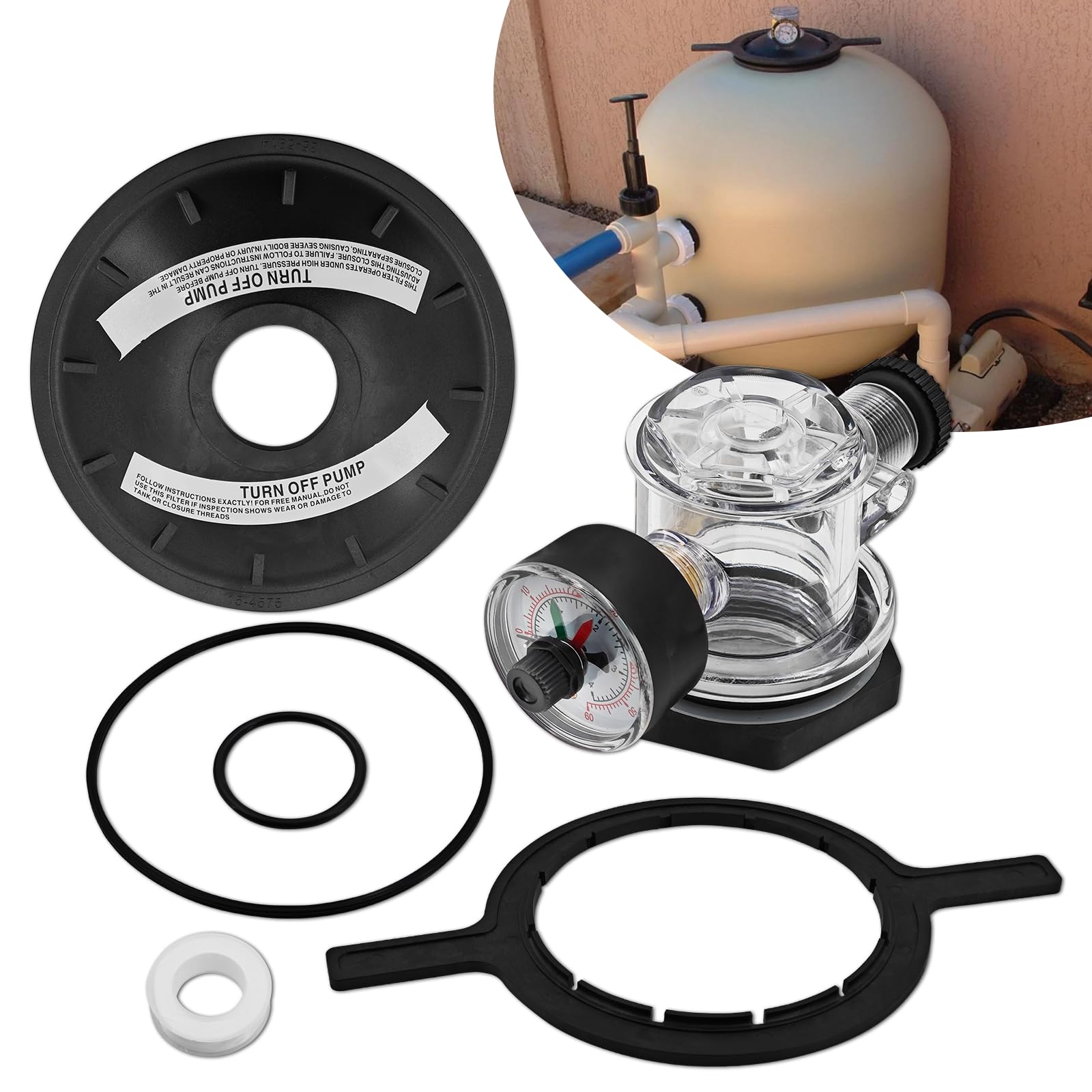 View 1 of *MISSING PARTS*
DanVard 154856 8-1/2-inch Black Buttress Thread Closure Kit Compatible with Triton II Threaded Closure Kit TR100, TR140, TR100C, TR140C, TR100C-3, TR140C-3 Pool Sand Filter Parts