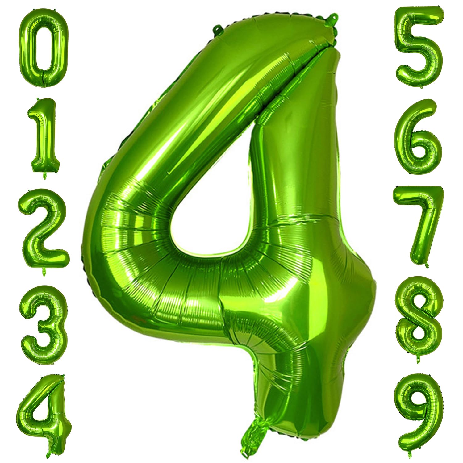 Photo 1 of PatiCool 40 Inch Green Number Balloon 4, Large Number Foil Balloons Mylar for Girl Boy Birthday Party Celebration Decorations Supplies, Digital Balloons for Wedding Anniversary Events Decorations