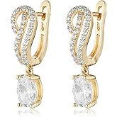 HZMAN Crystal Earrings for Women 18K Gold Plated Brass Hypoallergenic Lightweight Huggie Earrings