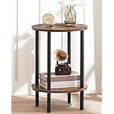 CHOEZON Round Side Table, 2-Tier End Table, Small Round Nightstand with Sturdy Metal Tube, Industrial Coffee Table, for Livin