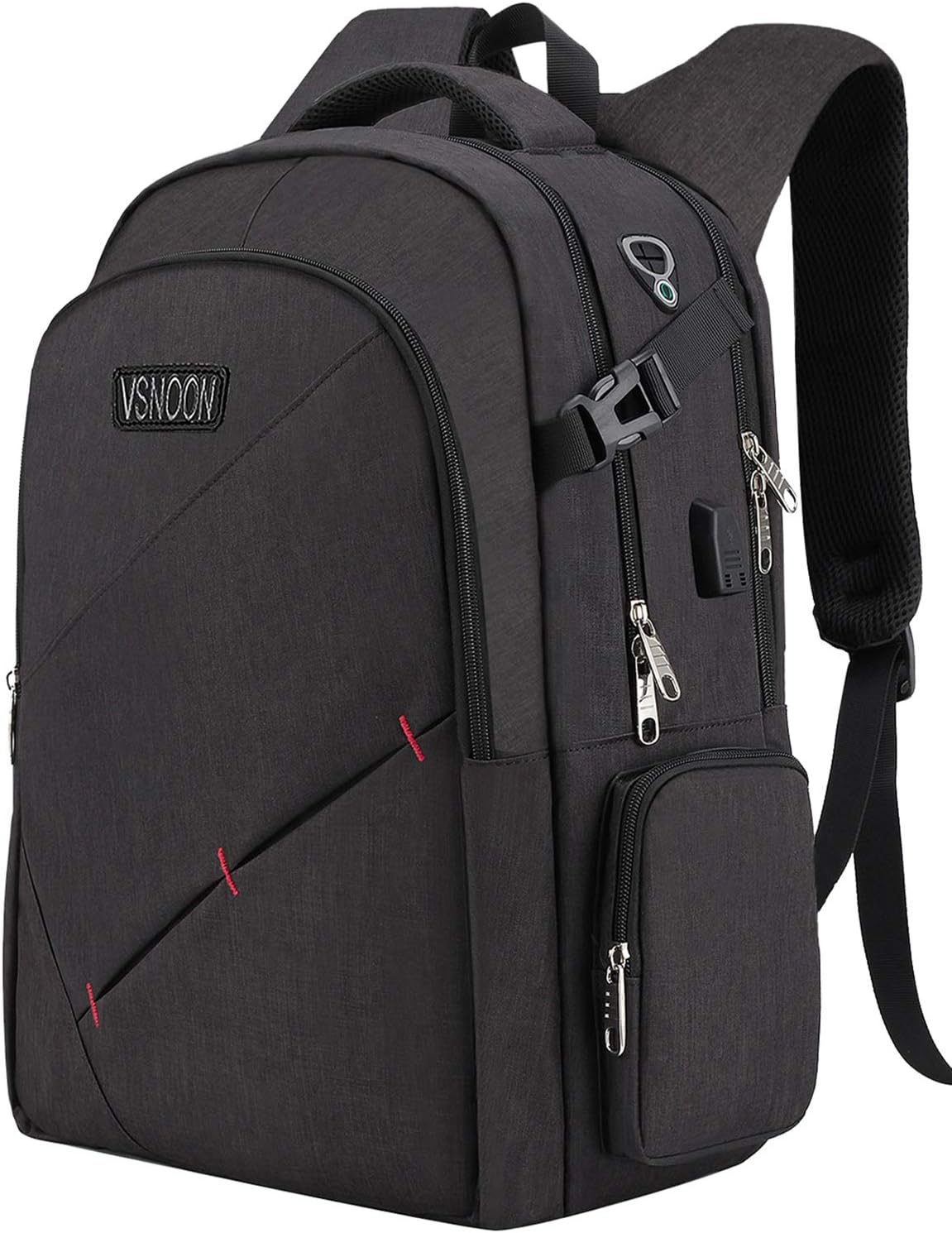 Business Laptop Backpack, Anti-Theft Travel Laptop Backpacks with USB Charging Port & Headphone Hole, Large Compartment College School Bags Fits 15.6 inch Laptop & Pad for Men & Women - Black