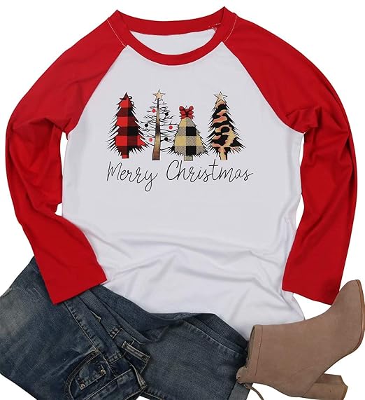 tops christmas hours 2020 Buy Bangely Buffalo Plaid Leopard Shirt Christmas Tree Tops Women Merry Christmas Long Sleeve Raglan Tees Casual Holiday Shirt White At Amazon In tops christmas hours 2020