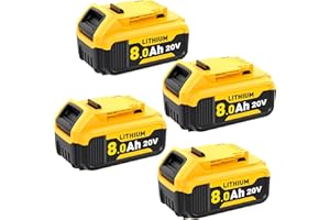 4 Packs 8.0Ah Li-ion Replacement for Dewalt 20V Battery Compatible with Dewalt Battery DCB208 DCB200 DCB206 DCB205 DCB204 DCB