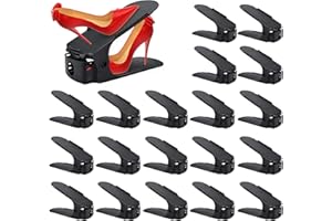 HOMOKUS Shoe Slots Organizer for Closet Organization, 20 Pack Adjustable Shoe Stacker Space Saver,Double Layer Shoe Rack Organizer Holder with 4 Different Height (Black)