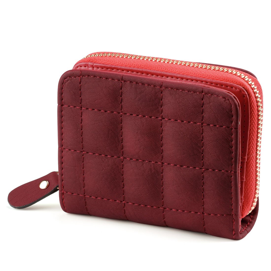 Sourcingmap New Small Coins Credit Cards Zipper Card Holder Short Paragraph Wallet for Lady Red Small