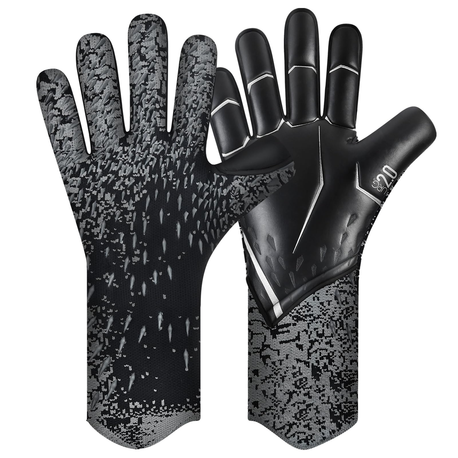 QUICARD Goalkeeper Gloves, Good Grip Football Goalkeeper Gloves in Sizes 6/7/8/9/10, Strong Receiver for Men, Boys, Teenagers, Adults, Children and Small Hands (Black, 9)