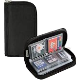 Memory Card Carrying Case - Suitable for Micro SD, Mini SD and 4X CF, Card Holder Bag Wallet for Media Storage Organization (Black)