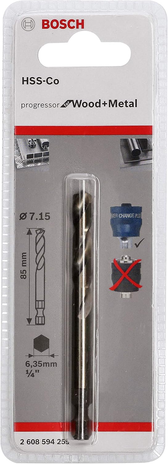 Bosch Professional 1x Pilot Drill Bit Plus HSS-Co (Socket 7/16" Hexagonal Shank, 7.15 x 85 mm, Accessory Hole Saw) - Image 3
