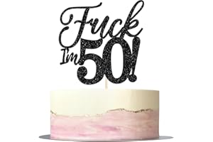 ZHUOWEISM 1 PCS I'm 50 Cake Topper Glitter Happy 50th Birthday Cake Topper I'm 50th Birthday Decorations for Men Women Cheers