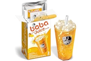 J WAY LOCAL FLAVOR J WAY Instant Boba Bubble Pearl Mango Juice Drinks Kit with Authentic Crystal Tapioca Boba, Ready in Under One Minute, Paper Straws Included, 3 Servings
