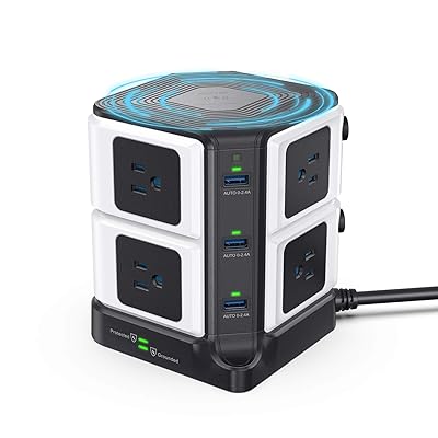 Buy Bestek 1500 Joules Surge Protector With Wireless Charger 8 Outlet Power Strip Tower With 40w 6 Port Usb Charging Station 6 Feet Extension Cord Etl Listed Online In Germany B07d7331c7