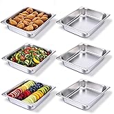 IANFAN 6 Pack Half Size Hotel Pans,1/2 Size 2.5 Inch Deep Stainless Steel Steam Table Pans Half Pans for Chafing Dishes, Breading Trays for Hotel Chafing Dishes Buffet Hotel Party