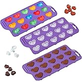 Bakerpan Set of 3 Heart Silicone Mold - Valentine Heart Shaped Silicone Mold, Jelly and Ice Cube Tray, Gummies, Candy, Chocolate