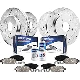 Detroit Axle - Drilled and Slotted Brake Kit for 05-10 Scion TC | 2005 2006 2007 2008 2009 2010,Brake Rotors and Ceramic Brake Pads Front and Rear Replacement