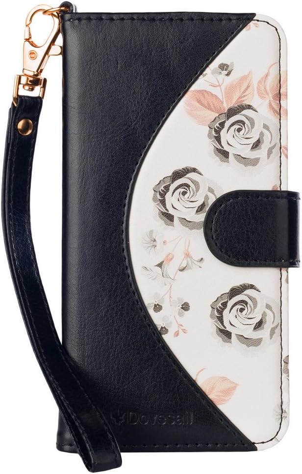 iPhone 7 case,iPhone 8 Wallet Case, Dovesail Folio Folding Wallet Case Flip Cover Protective Case for 4.7-inch Apple iPhone 7/8, with Card Slots Kickstand PU Leather, Black