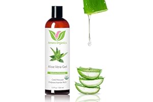 AMARA BEAUTY Organic Aloe Vera Gel for Skin, Face, Body, After Sun Care - USDA Certified Organic, 12 fl. oz.