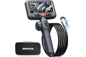 DEPSTECH Dual Lens Two-Way Articulating Borescope Camera with Light, 4.5" Screen and 5FT Flexible Snake Scope Industrial Endoscope, Inspection Video Camera Tool for Wall, Engine, Auto, Mechanics