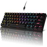 60% Mechanical Keyboard, RGB Mechanical Gaming Keyboard, Blue Switch | 21 RGB Backlight, Anti-Ghosting, Detachable USB-C, Double-Shot Keycaps, 61 Keys