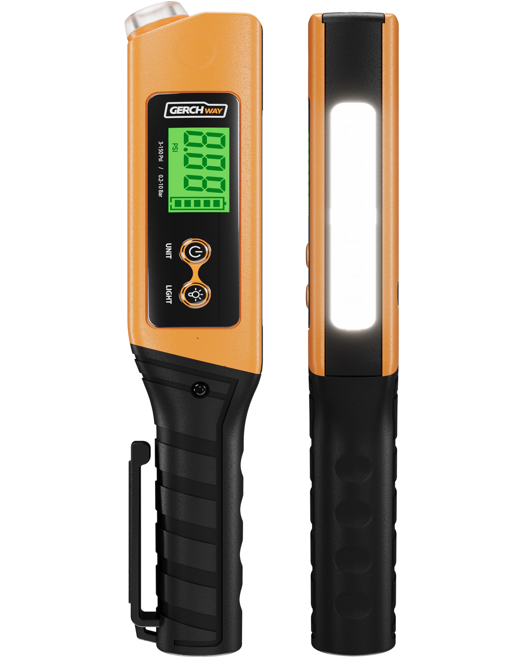 Photo 1 of 2-in-1 Digital Tire Pressure Gauge with Magnetic LED Work Light, USB Rechargeable, Lab Tested Air Gauge, 150 PSI