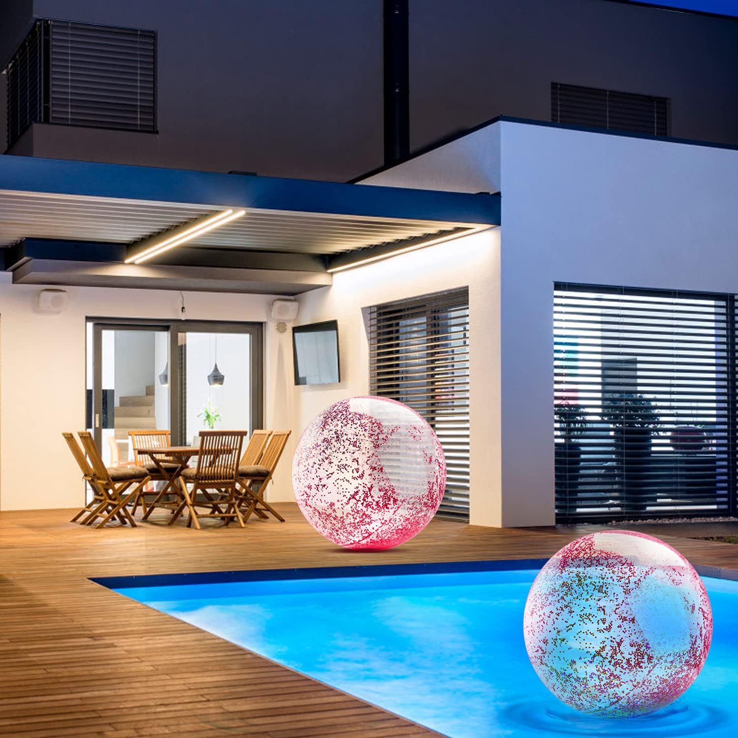 XYH Beach Ball Toy for Beach and Pool, Confetti Sequins Inflatable Beach Balls Glitter, Summer Parties and Gifts (2X16in, 2X24in): Sports & Outdoors
