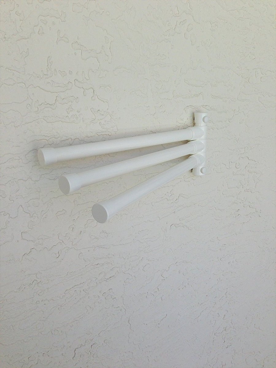 The Outdoor Lamp Co. Patio Towel Holder Rack, Wall-Mount, 3 Bar (white)