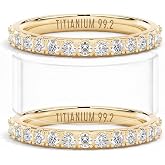 2Pcs All-Titanium Stacking Rings Compatible with Oura Ring Gen 5/4/3 | Non Tarnish Lightweight Stackable Bands for Women, Smart Ring Accessories, 14K Gold Plated/Titanium/Rose Gold Plated, 5-11