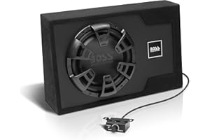 BOSS Audio Systems B12ES 12 Inch Powered Car Subwoofer Package - 1200 High Output, Built-in Amplifier, Low Profile, Remote Subwoofer Control (16 ft Cable)