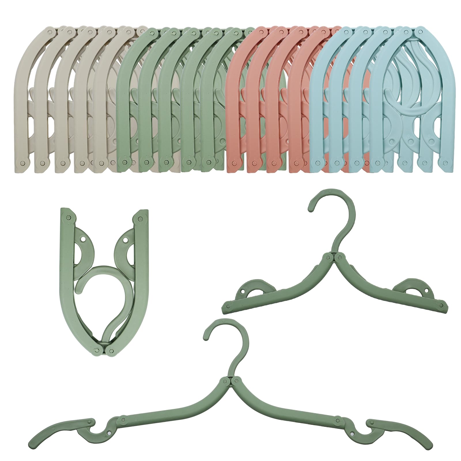 INNAL 18 Pcs Folding Travel Hangers - Multifunction Portable Plastic Clothes and Coat Organizer for Home, Holiday, Hotel - 5 Colors