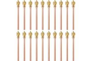 TIGBEAR Service Access Valves Kit, 20PC Access Service Valve 1/4'' SAE x 1/4'' OD x 3.54'' Stem Core Brass Copper Refrigerator Access Valves Set, Air Conditioner Service Valve Charge Needle Valve