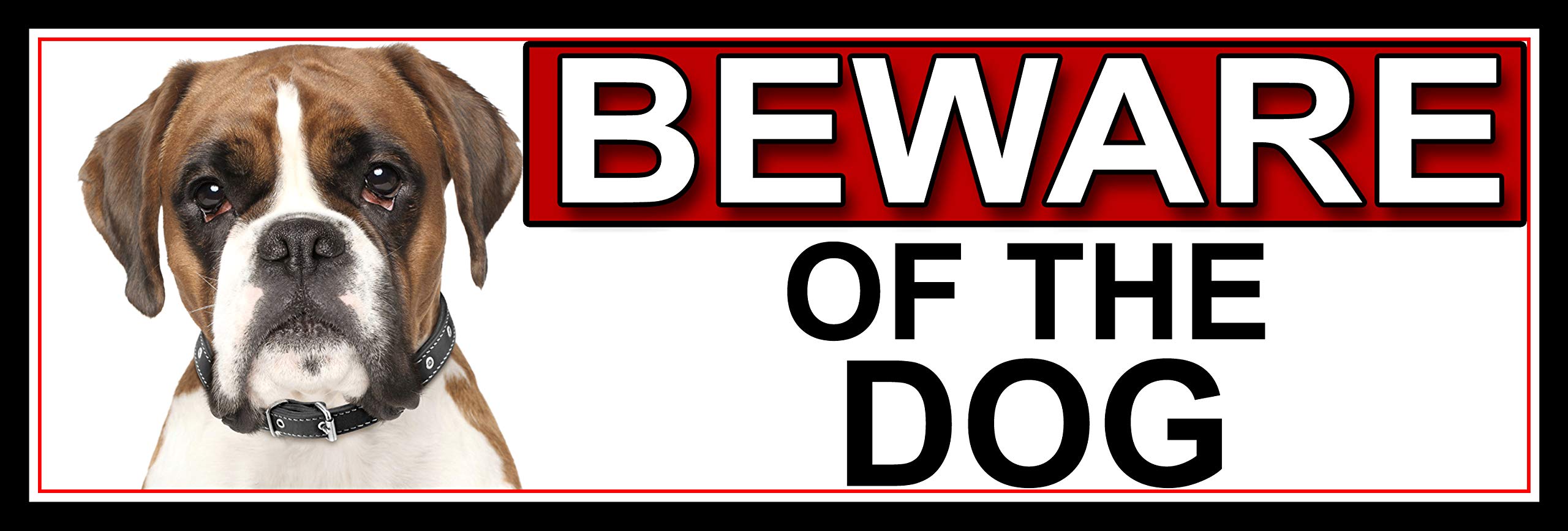 SHAWPRINT Boxer BEWARE OF THE DOG METAL GATE SIGN 266mm x 87m. (506H2)