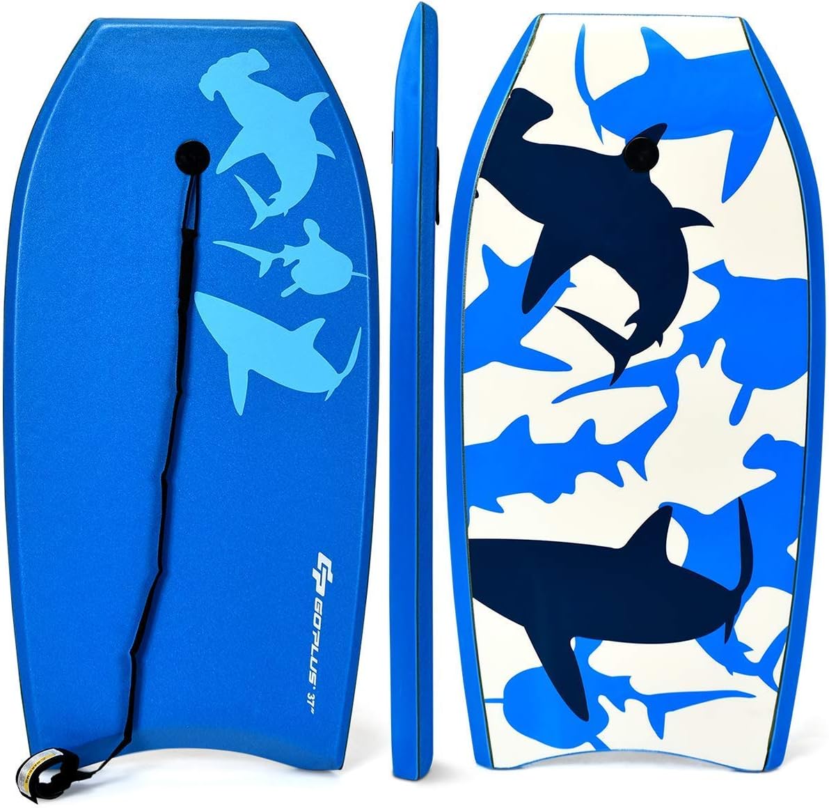 Goplus Body Board, Lightweight Bodyboard with EPS Core, XPE Deck, HDPE Slick Bottom, Premium Leash & Adjustable Wrist Rope, Perfect Surfing for Kids and Adults
