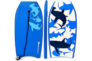 Goplus 41''/37''/33'' Lightweight Body Board for Beach, Surf Board with EPS Core, XPE Deck, HDPE Slick Bottom, Wrist Leash, B