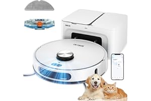 SHELIKI Robot Vacuum and Mop Combo, 3-in-1 Robotic Vacuums Cleaner with 70-Day Self-Emptying Base, LiDAR Navigation Smart Mapping & Strong 6000Pa Suction, for Pet Hair, Hard Floor, Carpet