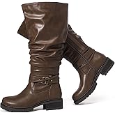 Luoika Women's Extra Wide Calf Knee High Boots, Plus Size Slouchy Knee-High Boots Wide Width Low Heel Winter Boots.