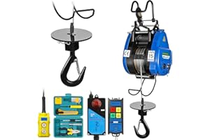 Mxmoonant 2 in 1 Fast Electric Hoist 550lb/250kg, 49ft/15m Lifting Height, Pendant & Remote Control, 19m/min Quick Speed, Double Hook for Garage, Repair Shops, Constructions, Workshops