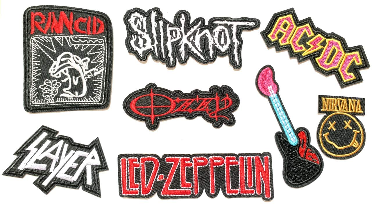Super Set Patch Of Iron On Patches 25 Led Zeppelin Patch Ac Dc Acdc Patch Ozzy Osbourne Heavy Patch Slipknot Patch Nirvana Smiley Patch Rancid Patch Slayer Guitar Embroidered Iron By Bossbee Amazon In