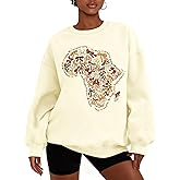 OCURHU Black History Sweatshirts for Women Black History Month Shirt Long Sleeve African American Freedom Casual Tops