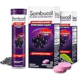 Sambucol Black Elderberry Effervescent Tablets - Elderberry Dissolvable Tablets with Zinc and Vitamin C for Adults, Quick Dissolve, No Artificial Flavors - 15 Count, 2-Pack