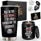 You're The Best Thing I've Found On The Internet - Valentines Feb 14 Gifts for Him - Valentine's Long Distance Relationships Gifts for Boyfriend, Husband - Valentines Day Candle Tumbler Men Gift Set