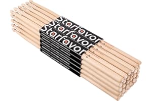 Starfavor 15 Pairs Drum Sticks 5B Classic America Maple Wood Tear Drop Tip Drumsticks for Adults Kids and Beginners