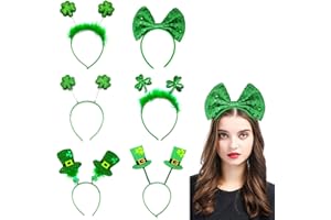HIDREAS 6 PCS St Patrick's Day Headbands Shamrock Headband Boppers for St. Patrick's Day Holiday Costume Accessories