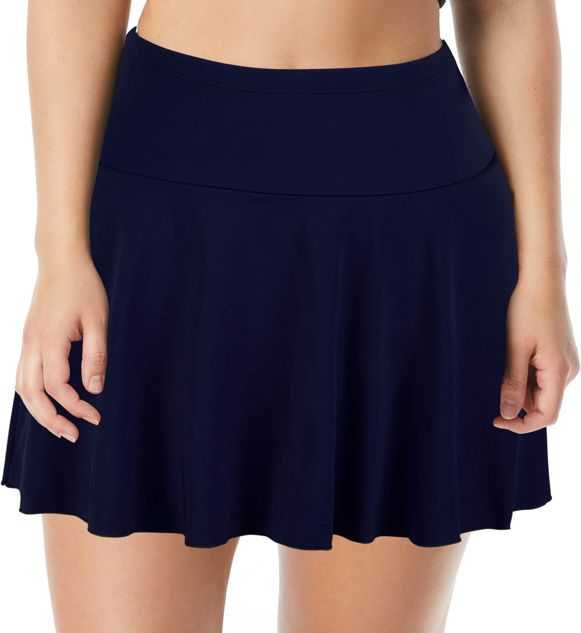 SeptangleWomen's Mid Waist Swim Skirt Tummy Control Swimwear Bikini Bottom Plus Size Swimsuit Bottom