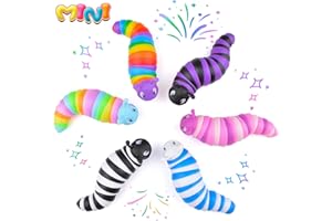 Yrissmiss Fidget Toys Slug, Small Sensory Slug Toy Fidget Toys Pack for Adults and Kids, 6Pcs Autism Sensory Toys, Toddler Toys, Office Toy, Desk Toys, Gift Ideas for Children Boys Girls Teens (6PC-A)