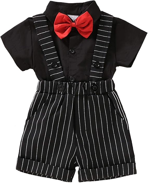 Amazon Co Jp ベビー フォーマル フォーマルスーツ キッズ 男の子 秋冬 紳士服 赤ちゃん ロンパース セレモニー 結婚式 セットアップ シャツ サロペット 半ズボン ショートパンツ 蝶ネクタイ 紳士風 誕生日 お食い初め 記念 撮影 服 ファッション小物