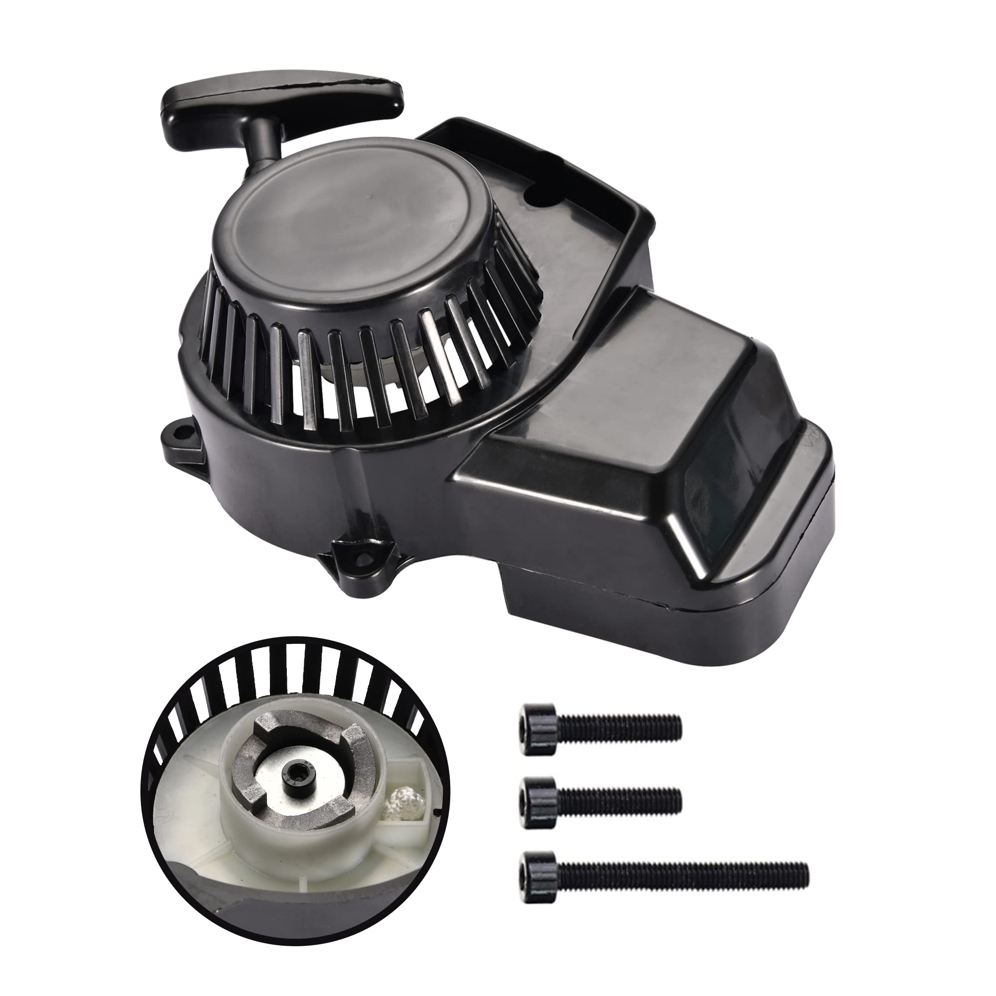 GOOFIT Motorcycle Pull Starter Black Replacement for 2 stroke 43cc 47cc 49cc Pocket Bike ATV Mini Dirt Bike Scooter Water pump Brush Cutter