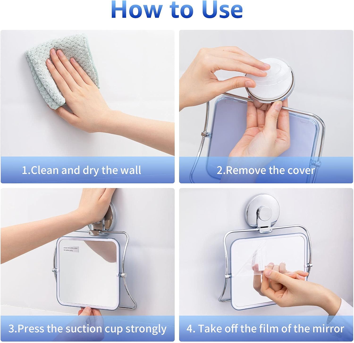 VELMADE Fogless Shower Mirror, 360 Degree Rotating, Shower Mirror for Shaving Fogless with Suction -